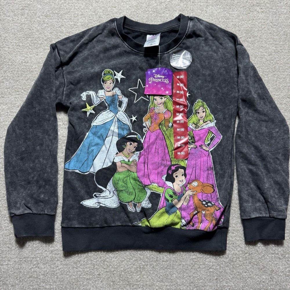 Disney Princess Girls Sweatshirt Size M (8) – Cinderella Rapunzel Jasmine Snow W